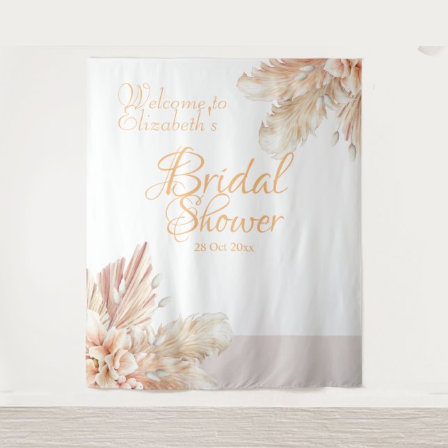 Watercolor floral elegant bridal shower weddings tapestry (Front)