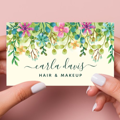 Custom Business Cards 11 Watercolor Floral Elegant Chic Bouquet Girly Business Card