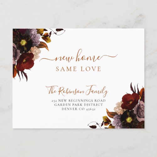 Watercolor floral elegant chic moving announcement postcard