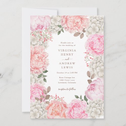 Watercolor Floral Elegant Garden Wedding Invitation