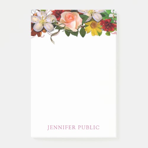 Watercolor Floral Elegant Modern Template Flowers Post_it Notes