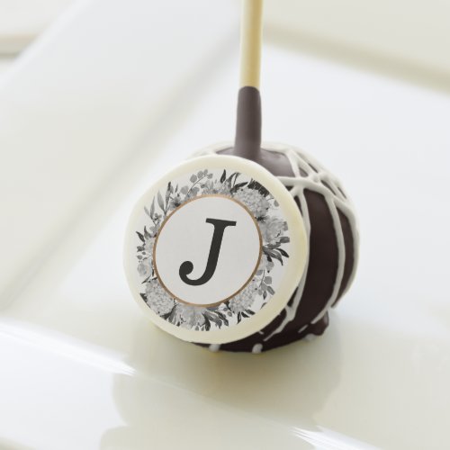 Watercolor Floral Elegant Monogram Black and White Cake Pops