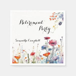 Watercolor Floral Elegant Retirement Party  Napkins