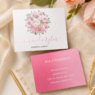 Watercolor Floral Elegant Wedding Florist Raised Spot UV Business Card