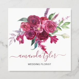 Watercolor Floral Elegant Wedding Florist Raised Spot UV Business Card