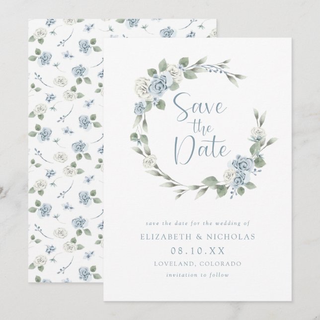 Watercolor Floral Elegant Wedding Save The Date (Front/Back)