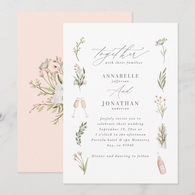 Watercolor floral elegant wildflower pretty rustic (Front/Back)