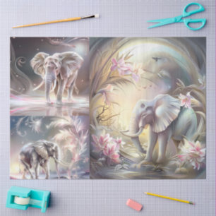 Watercolor Floral Elephant Ephemera Decoupage Tissue Paper