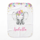 Watercolor Floral Elephant Personalized Girl Baby Burp Cloth Watercolor Floral Elephant Personalized Girl Baby Burp Cloth