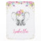 Watercolor Floral Elephant Personalized Girl Baby