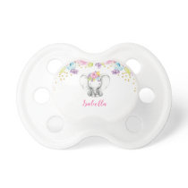 Watercolor Floral Elephant Personalized Girl Pacifier Watercolor Floral Elephant Personalized Girl Pacifier