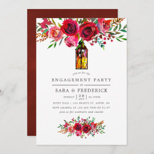 Watercolor Floral Engagement Party Invitation