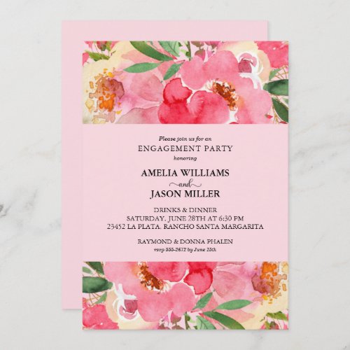 Watercolor Floral Engagement Party Invitation