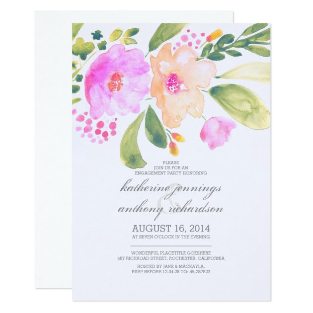 Watercolor Floral Engagement Party Invites