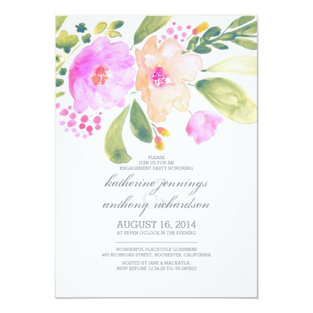 Watercolor Floral Engagement Party Invites