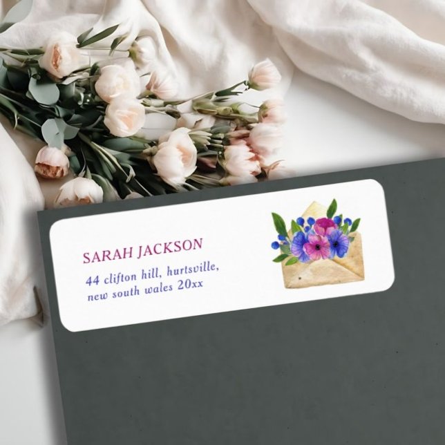Watercolor Floral Envelope l We've Moved Address Label (Creator Uploaded)