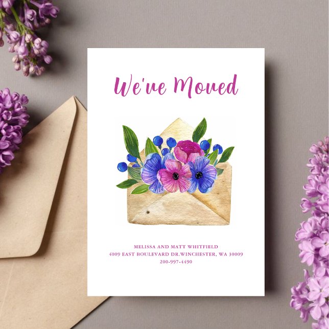 Watercolor Floral Envelope l We've Moved Moving Announcement (Creator Uploaded)