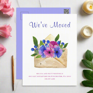 Watercolor Floral Envelope l We've Moved New Home Postcard