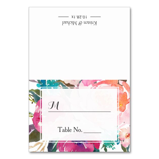 Watercolor Floral Escort Wedding Seating Place Card
