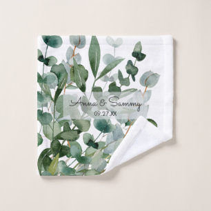 Watercolor Floral Eucalyptus Foliage Wash Cloth