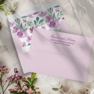 Watercolor Floral Eucalyptus Pink Wedding Envelope