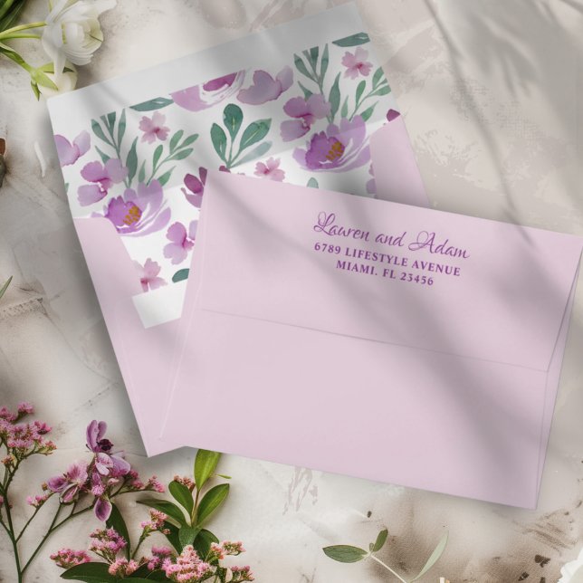 Watercolor Floral Eucalyptus Pink Wedding Envelope (Creator Uploaded)