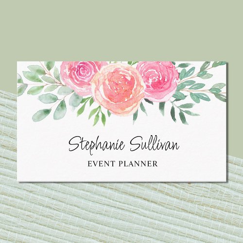 Watercolor Floral Event Planner Business Card