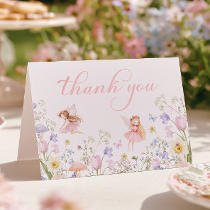 Watercolor Floral Fairy  Thank You Card