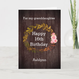 Watercolor Floral Fall 16th Birthday Granddaughter Card