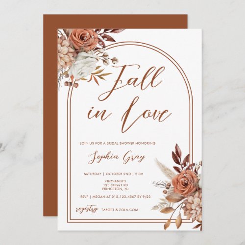 Watercolor Floral Fall in Love Bridal Shower  Invitation