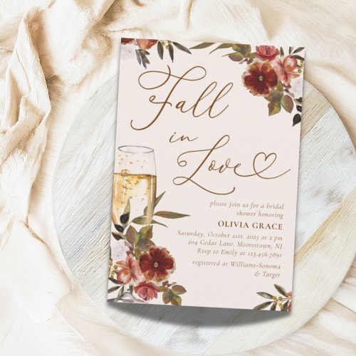 Watercolor Floral Fall in Love Bridal Shower Invitation