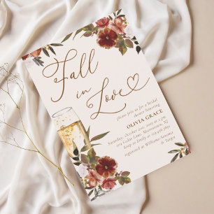 Watercolor Floral Fall in Love Bridal Shower Invitation