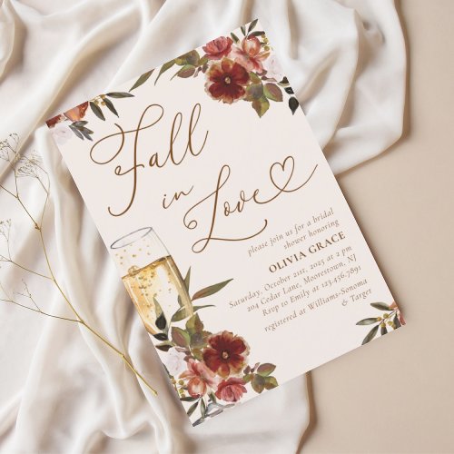 Watercolor Floral Fall in Love Bridal Shower Invitation