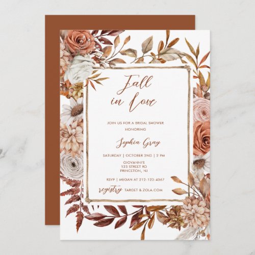 Watercolor Floral Fall in Love Bridal Shower Invitation