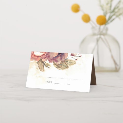 Watercolor Floral Fall Wedding Place Card