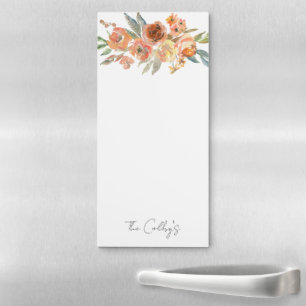 Watercolor Floral Family NAME Couple Fall Art Magnetic Notepad