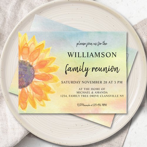 Watercolor Floral Family Reunion Announcement Postcard