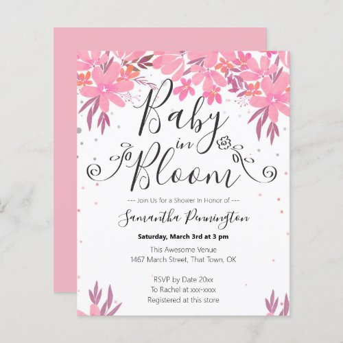 Watercolor Floral Fancy Script Baby in Bloom