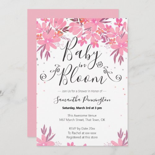 Watercolor Floral Fancy Script Baby in Bloom