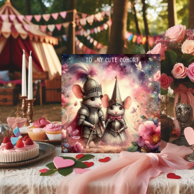 Watercolor Floral Fantasy Romance Mouse Valentine  Holiday Card (Creator Uploaded)