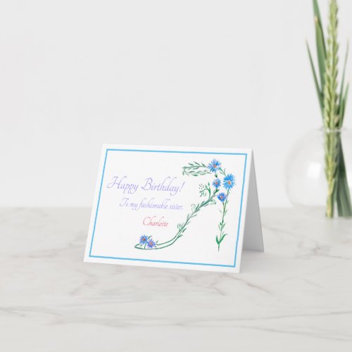 Watercolor Floral Fashion Birthday Sister  Card