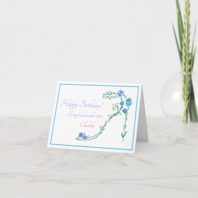 Watercolor Floral Fashion Birthday Sister  Card (Front)