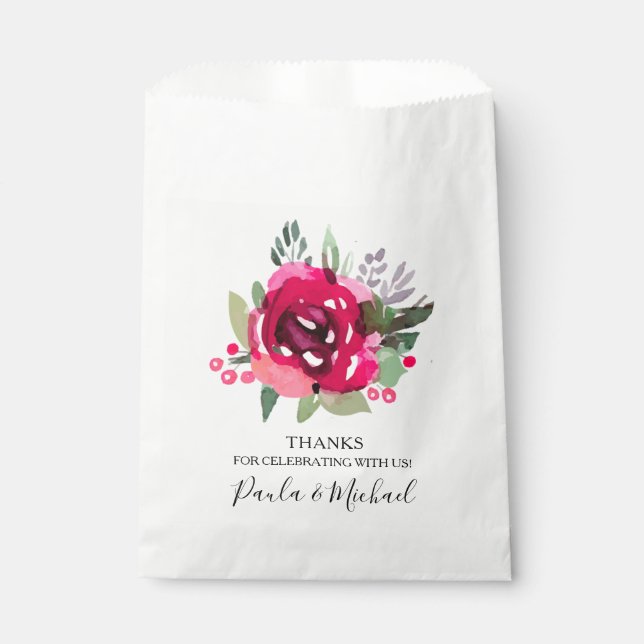Watercolor Floral Favor Bag (Front)