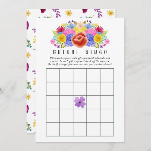 Watercolor Floral Fiesta Bridal Bingo Invitation