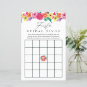 Watercolor Floral Fiesta Bridal Shower Bingo Game (Standing Front)