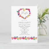 Watercolor Floral Fiesta Graduation Party Invitation (Standing Front)