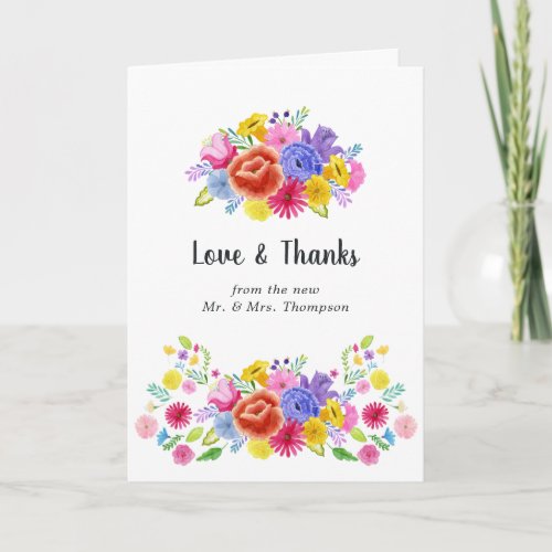 Watercolor Floral Fiesta Photo Thank You Card