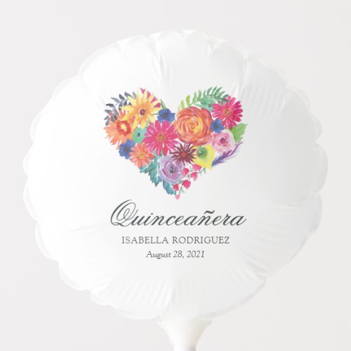 Watercolor Floral Fiesta Quinceaera Balloon