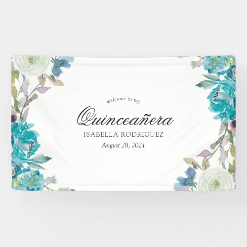 Watercolor Floral Fiesta Quinceaera Banner