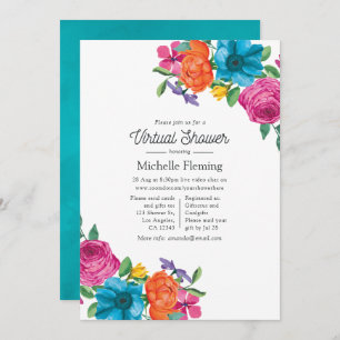 Watercolor Floral Fiesta Virtual Shower Invitation